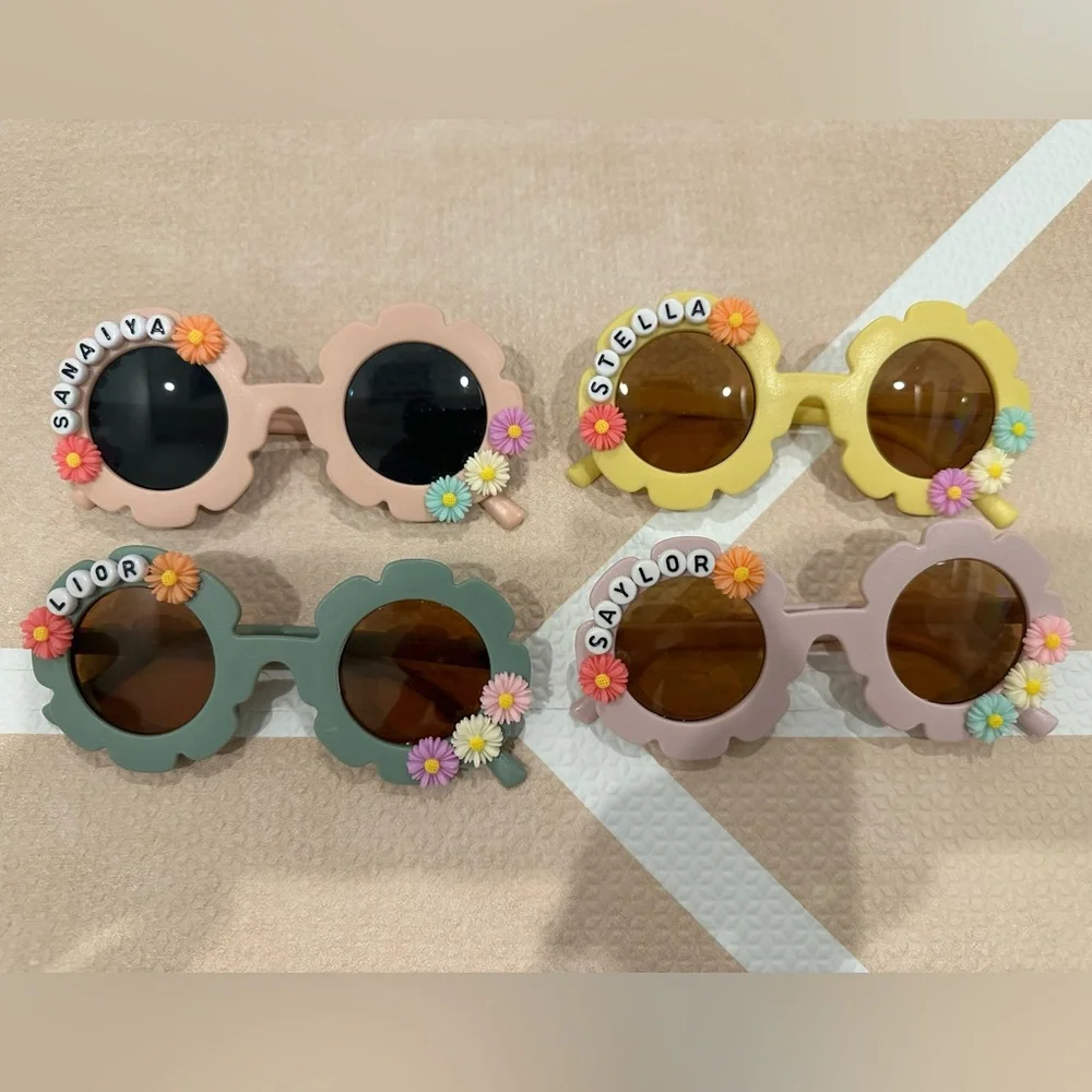 Custom Kids Round Flower Sunglasses
